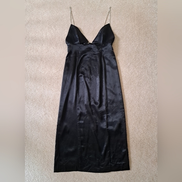 Zara  Black Satin Dress - NWOT - Picture 13 of 14